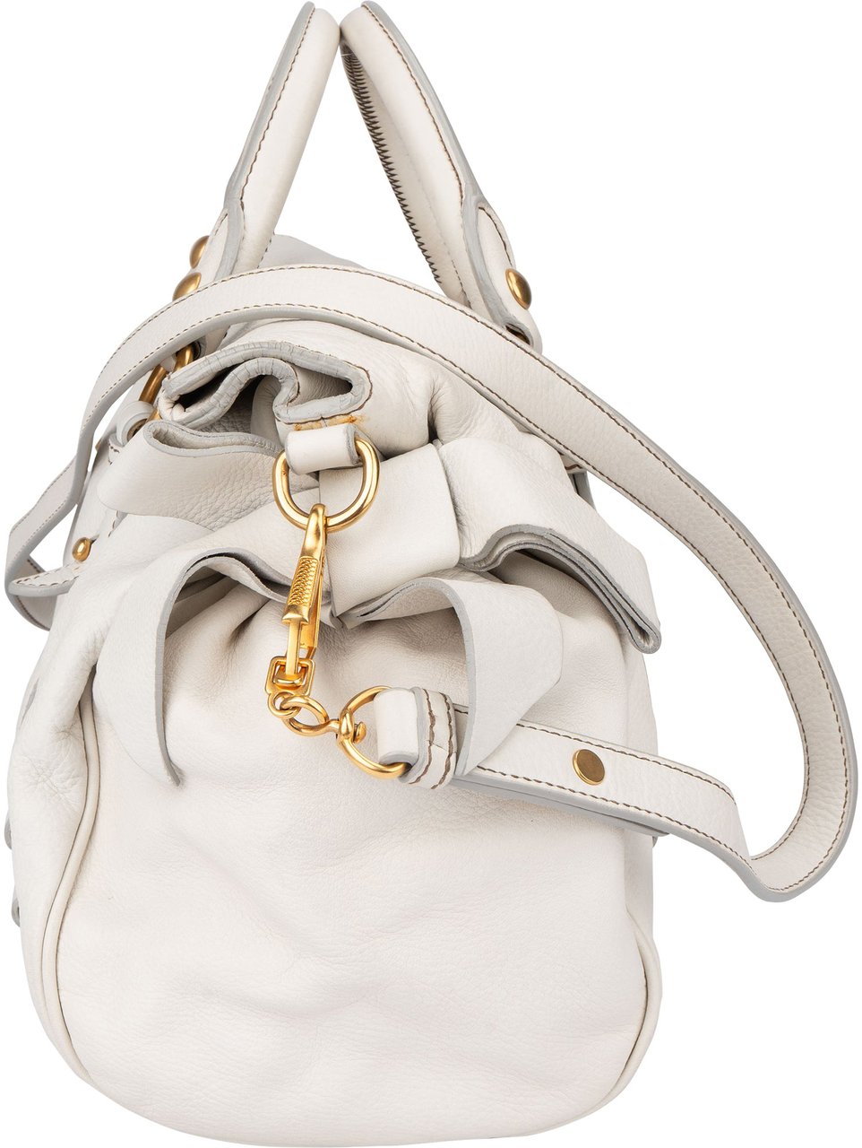 Miu Miu Miu Miu White Leather City Handbag Wit