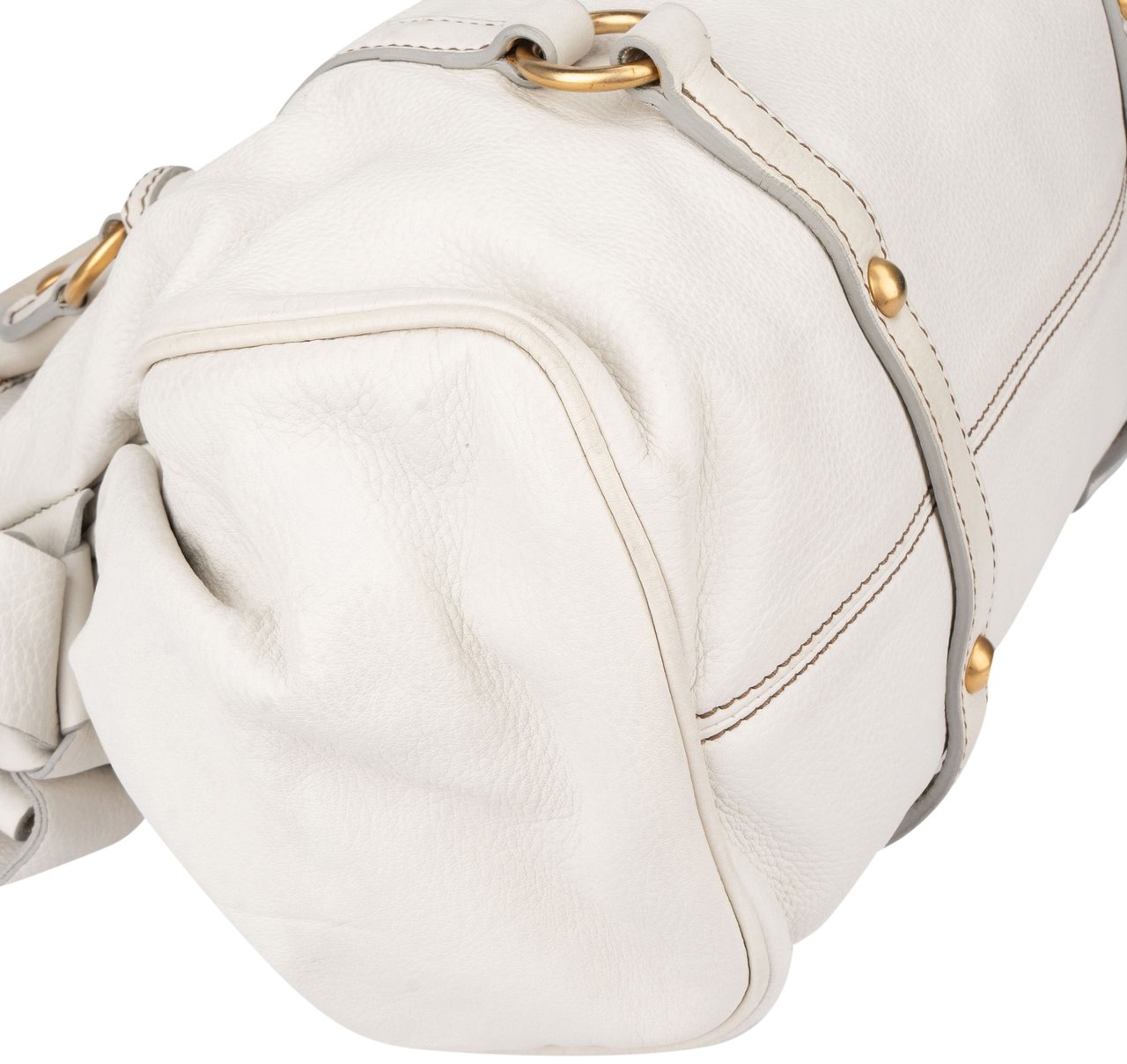 Miu Miu Miu Miu White Leather City Handbag Wit