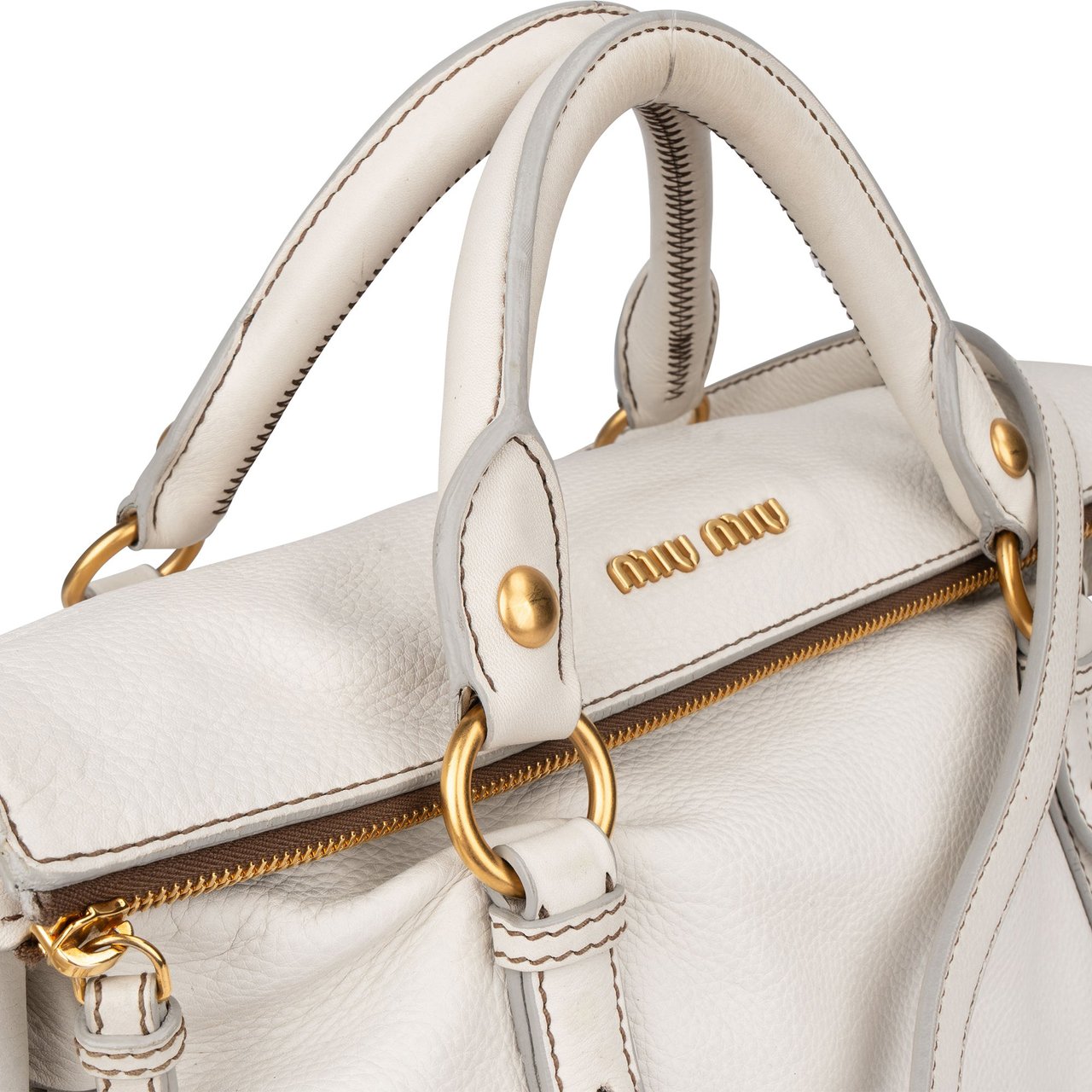 Miu Miu Miu Miu White Leather City Handbag Wit