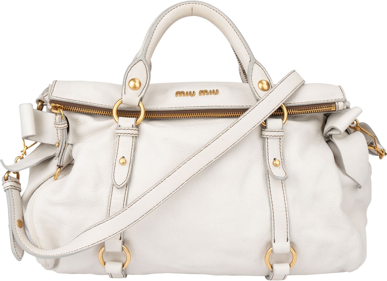 Miu Miu Miu Miu White Leather City Handbag Wit