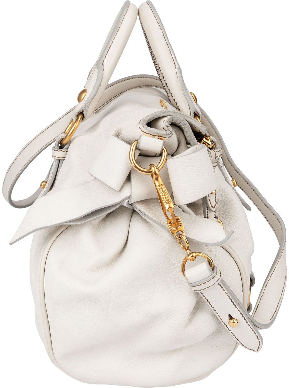 Miu Miu Miu Miu White Leather City Handbag Wit