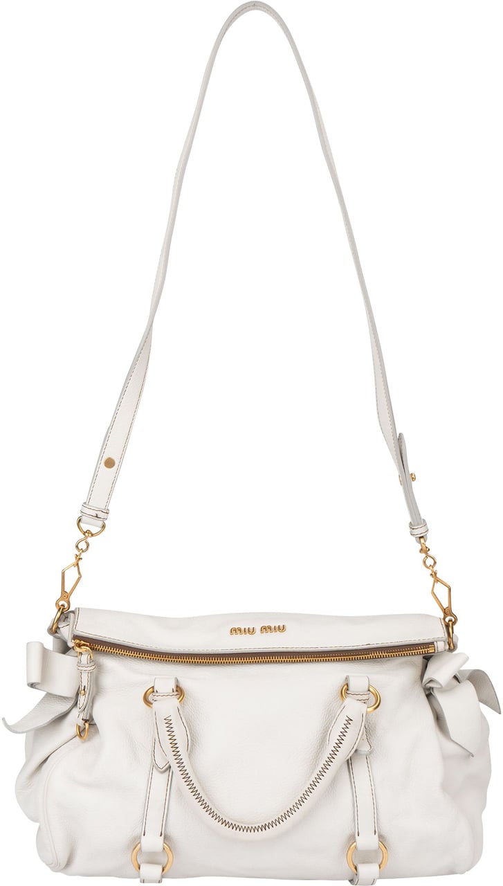 Miu Miu Miu Miu White Leather City Handbag Wit