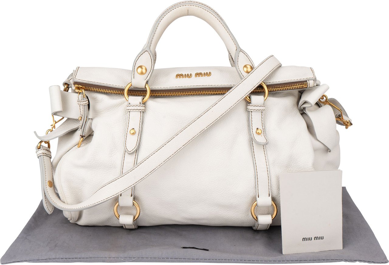 Miu Miu Miu Miu White Leather City Handbag Wit