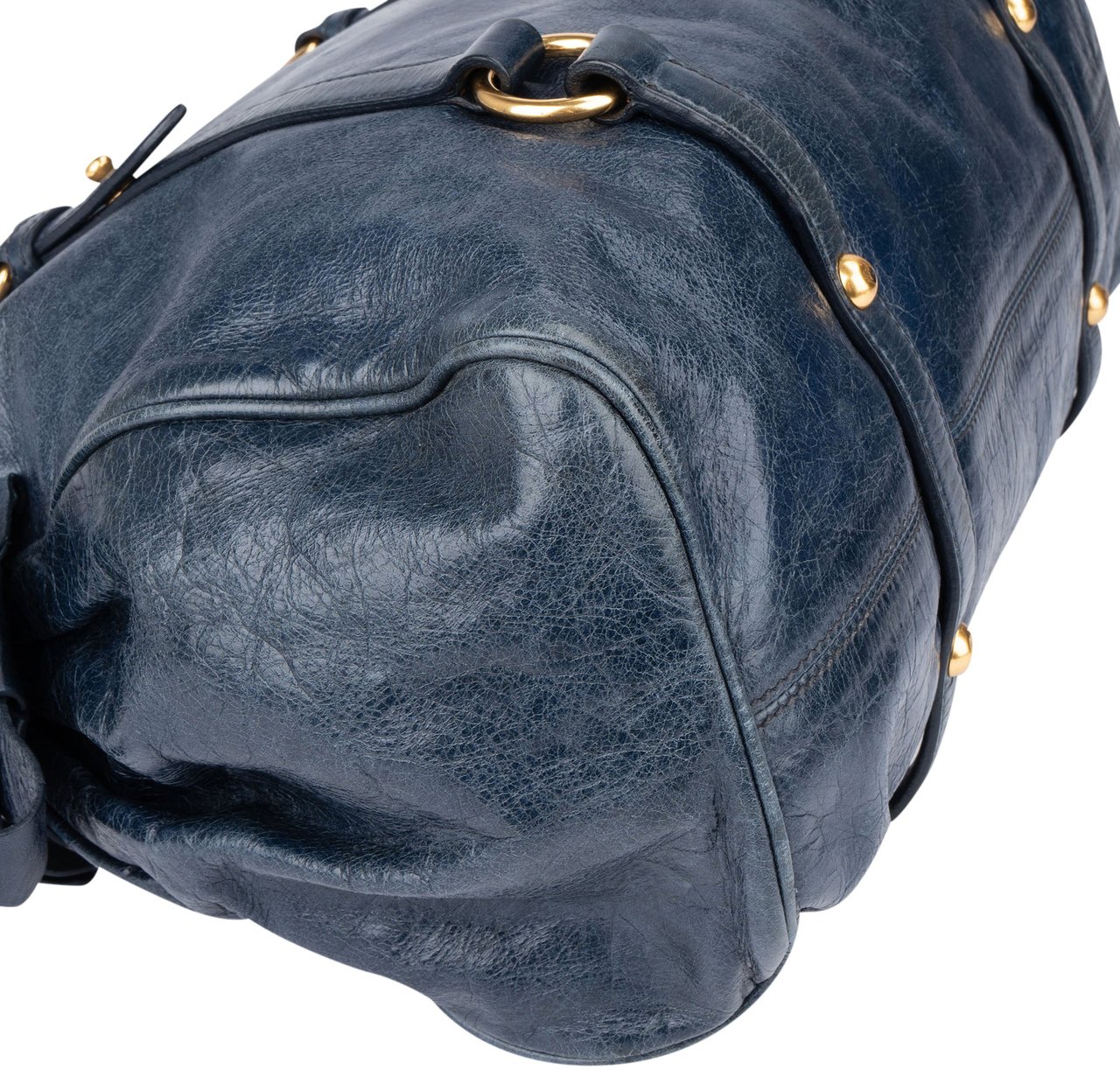 Miu Miu Miu Miu Blue Leather City Handbag Blauw
