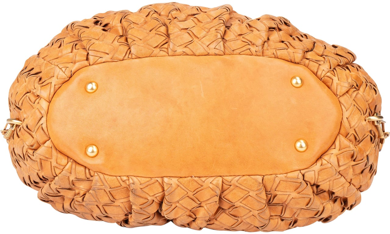 Miu Miu Miu Miu Intrecciato Leather Handbag Bruin