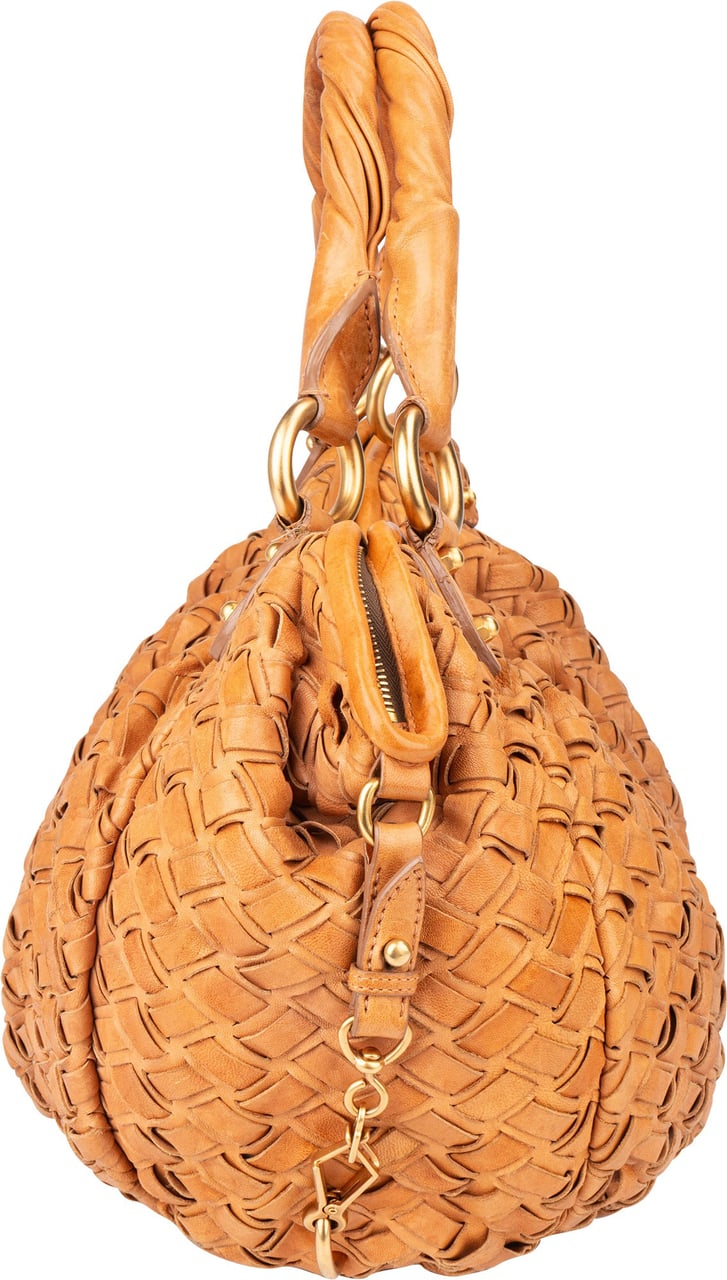 Miu Miu Miu Miu Intrecciato Leather Handbag Bruin