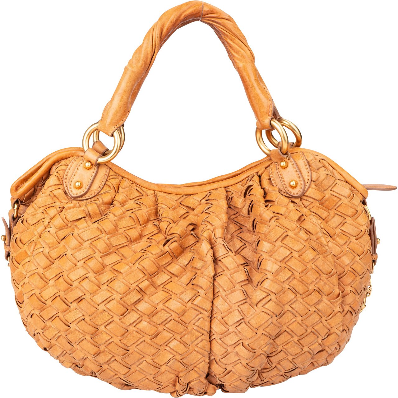 Miu Miu Miu Miu Intrecciato Leather Handbag Bruin