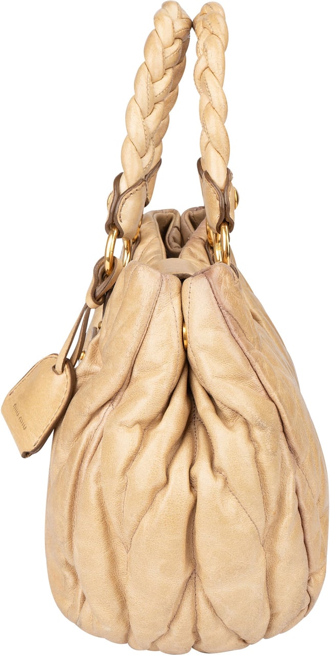 Miu Miu Miu Miu Quilted Leather Handbag Beige