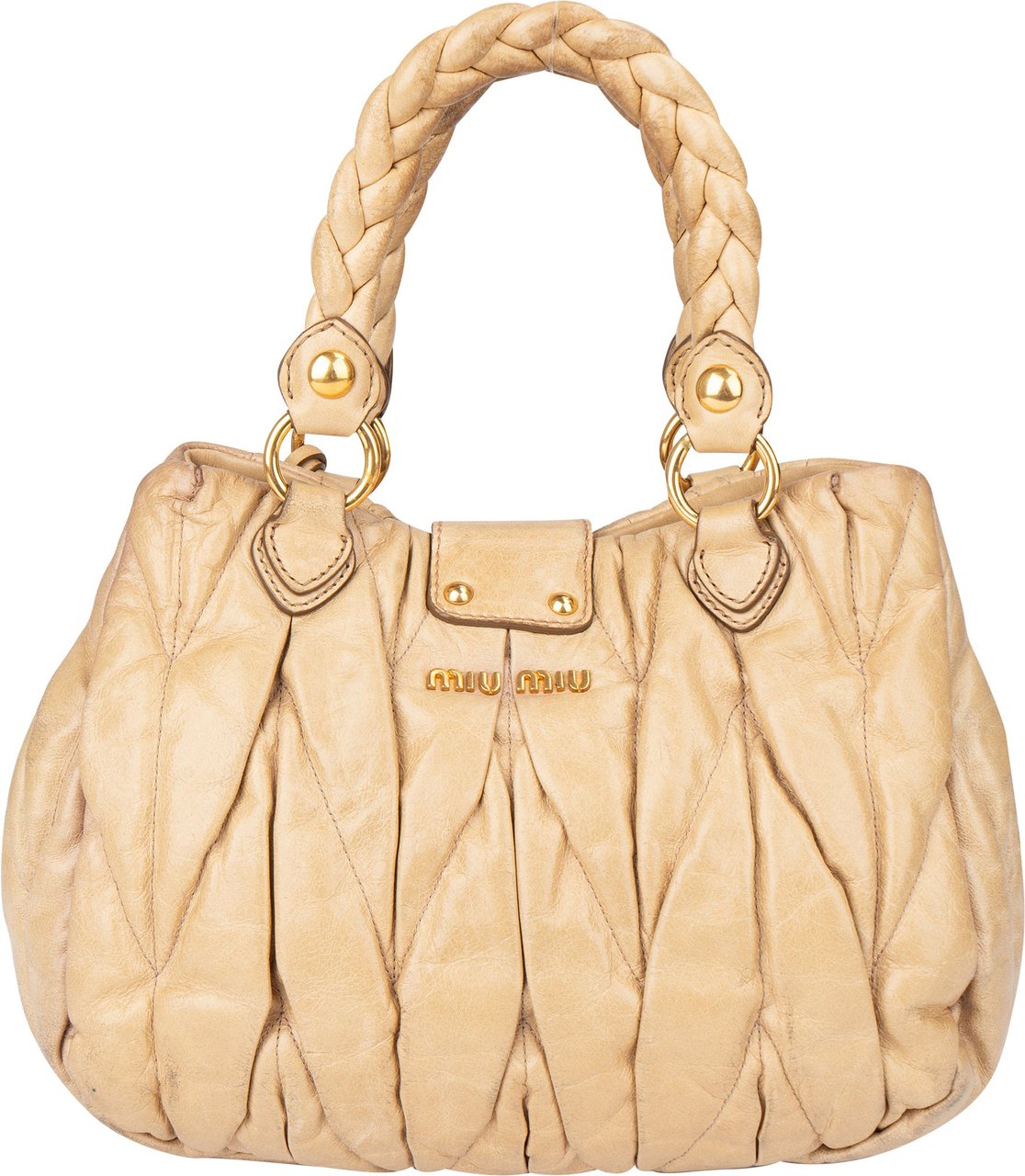 Miu Miu Miu Miu Quilted Leather Handbag Beige