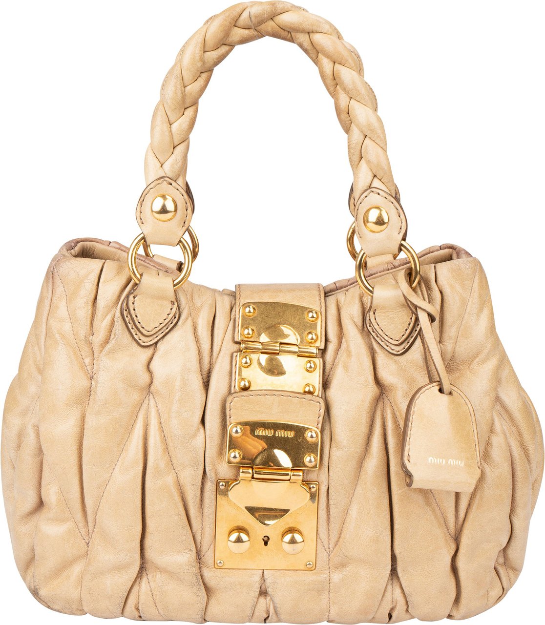 Miu Miu Miu Miu Quilted Leather Handbag Beige