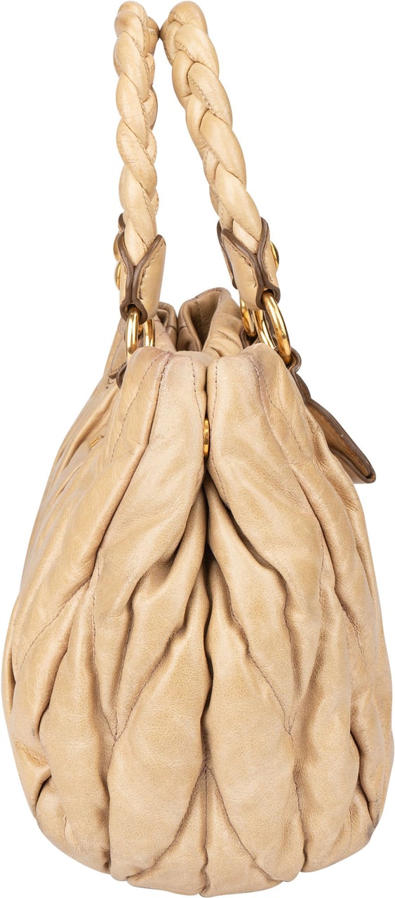 Miu Miu Miu Miu Quilted Leather Handbag Beige