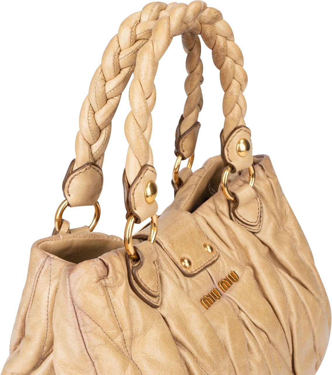 Miu Miu Miu Miu Quilted Leather Handbag Beige