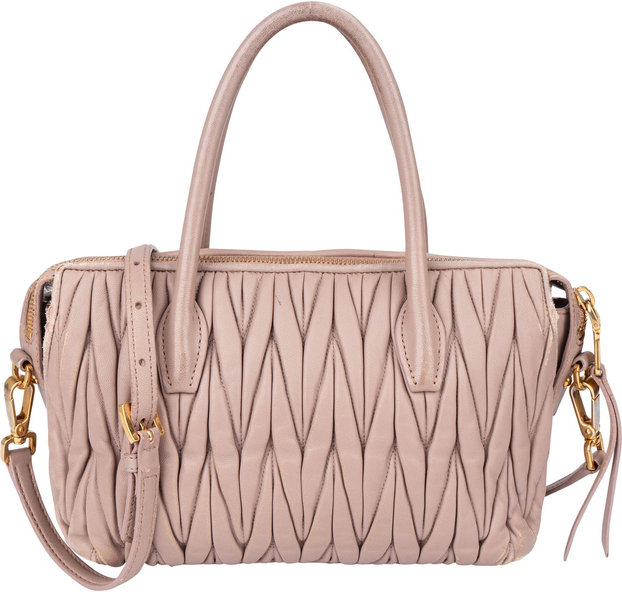 Miu Miu Miu Miu Quilted Leather Handbag Roze