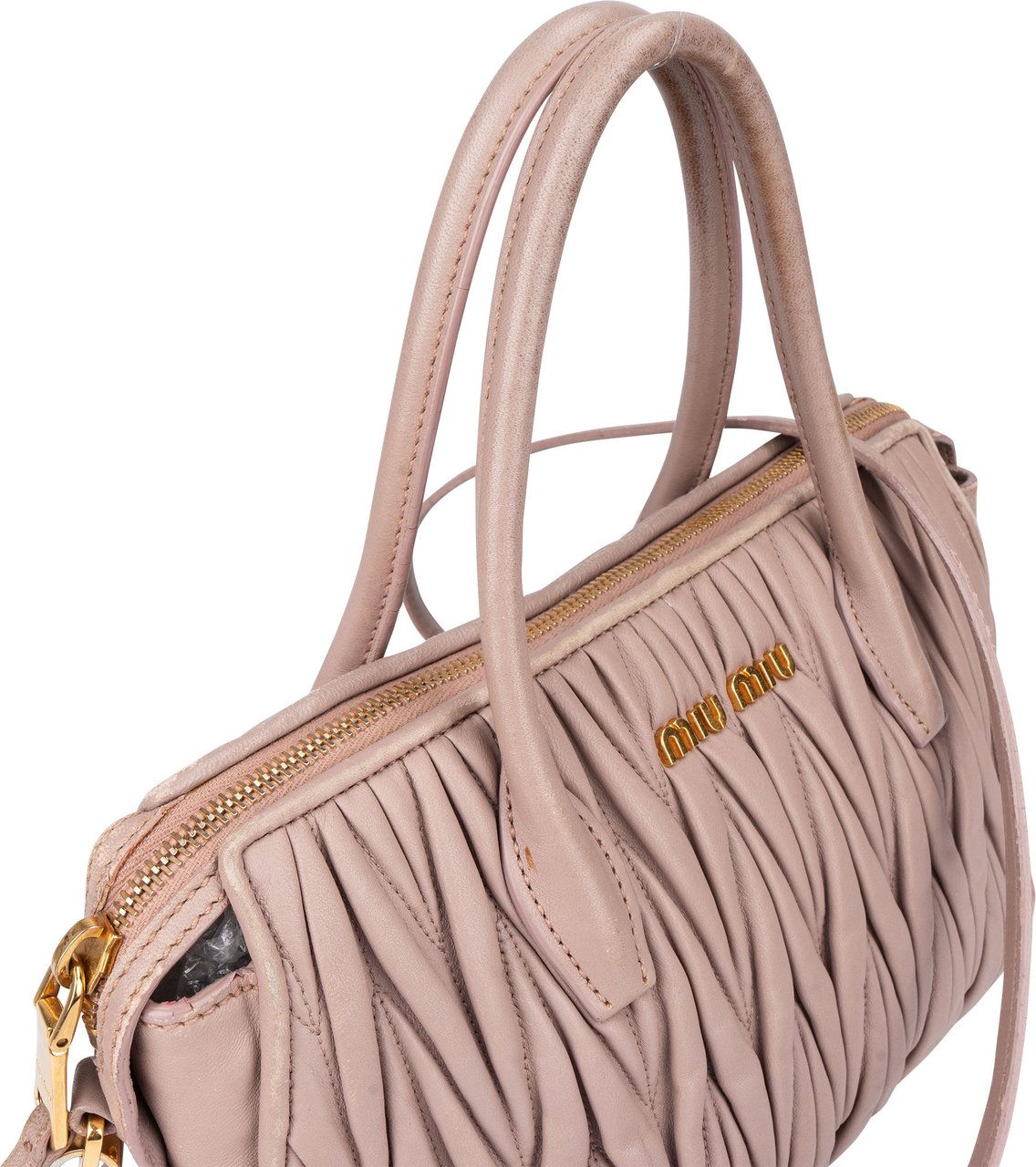 Miu Miu Miu Miu Quilted Leather Handbag Roze