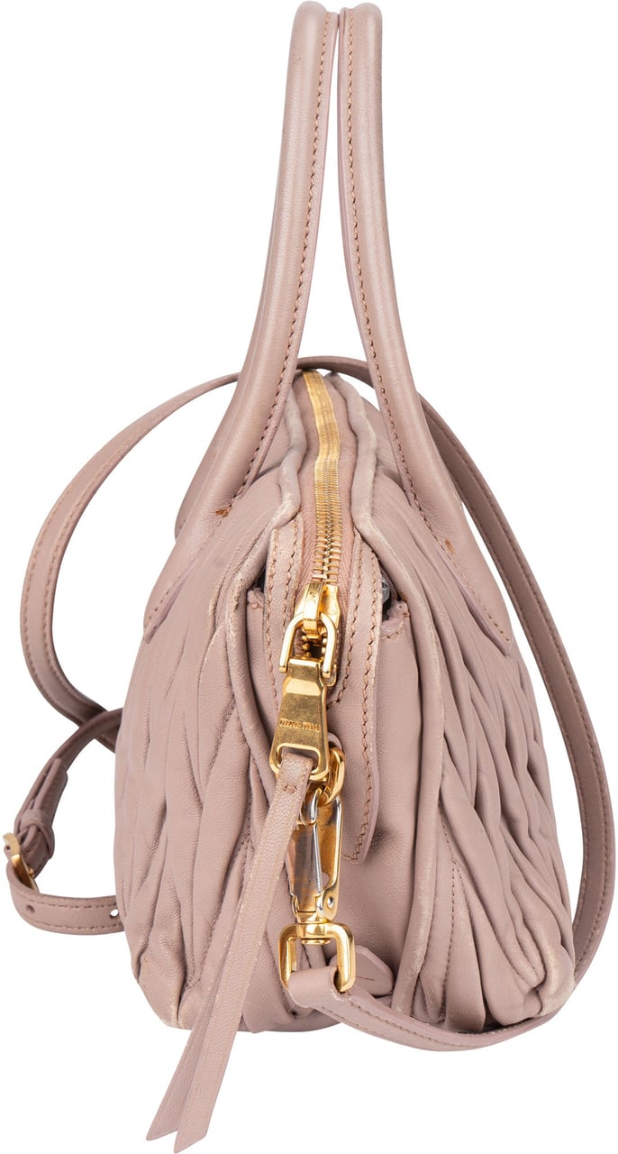 Miu Miu Miu Miu Quilted Leather Handbag Roze