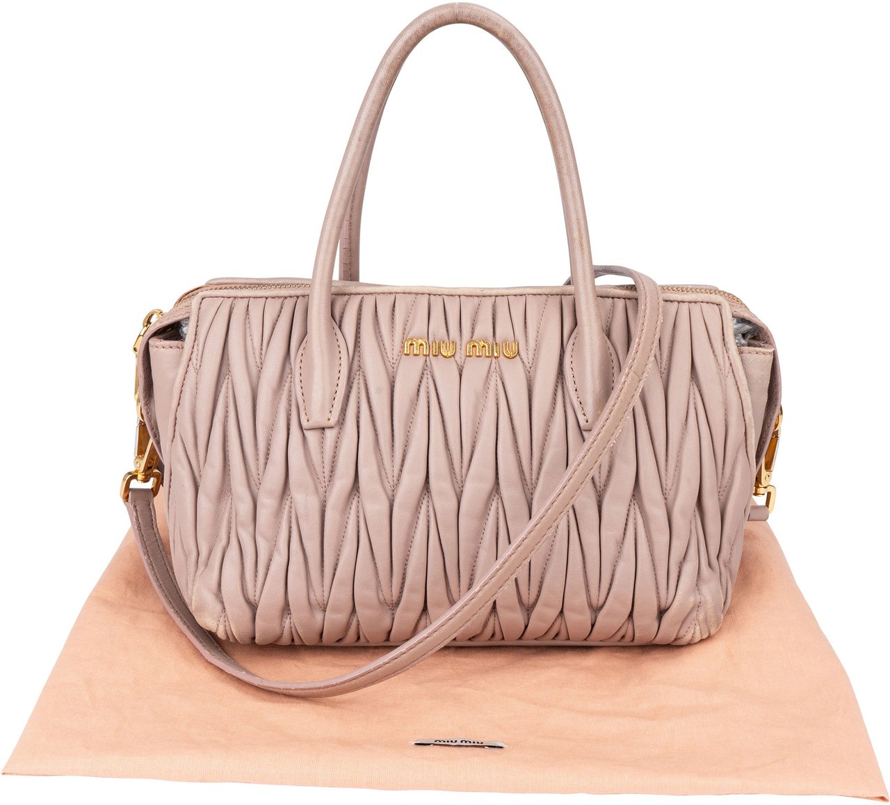 Miu Miu Miu Miu Quilted Leather Handbag Roze
