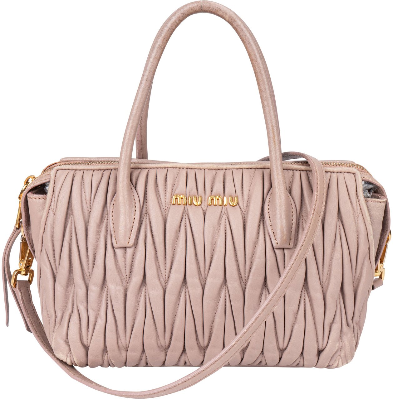 Miu Miu Miu Miu Quilted Leather Handbag Roze