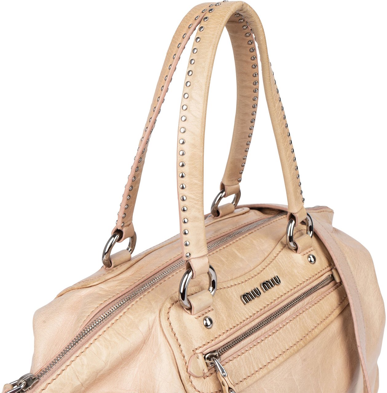 Miu Miu Miu Miu Bleach Leather Crystal Heart Handbag Roze