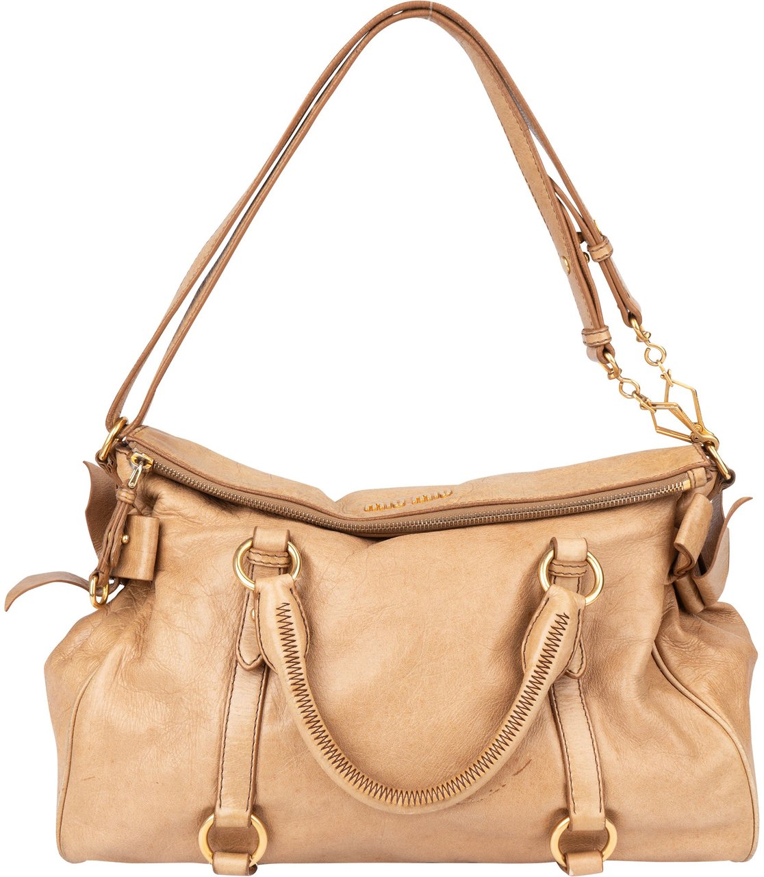 Miu Miu Classic Leather City Handbag Beige