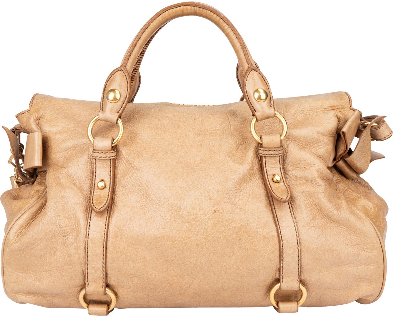 Miu Miu Classic Leather City Handbag Beige