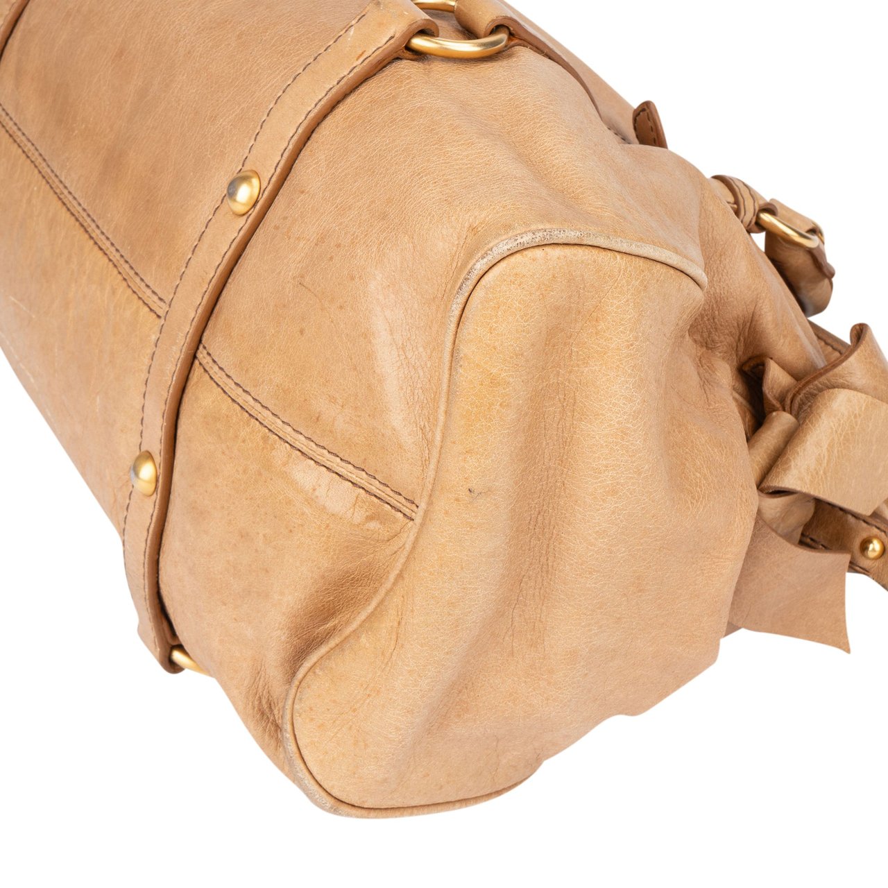 Miu Miu Miu Miu Classic Leather City Handbag Beige