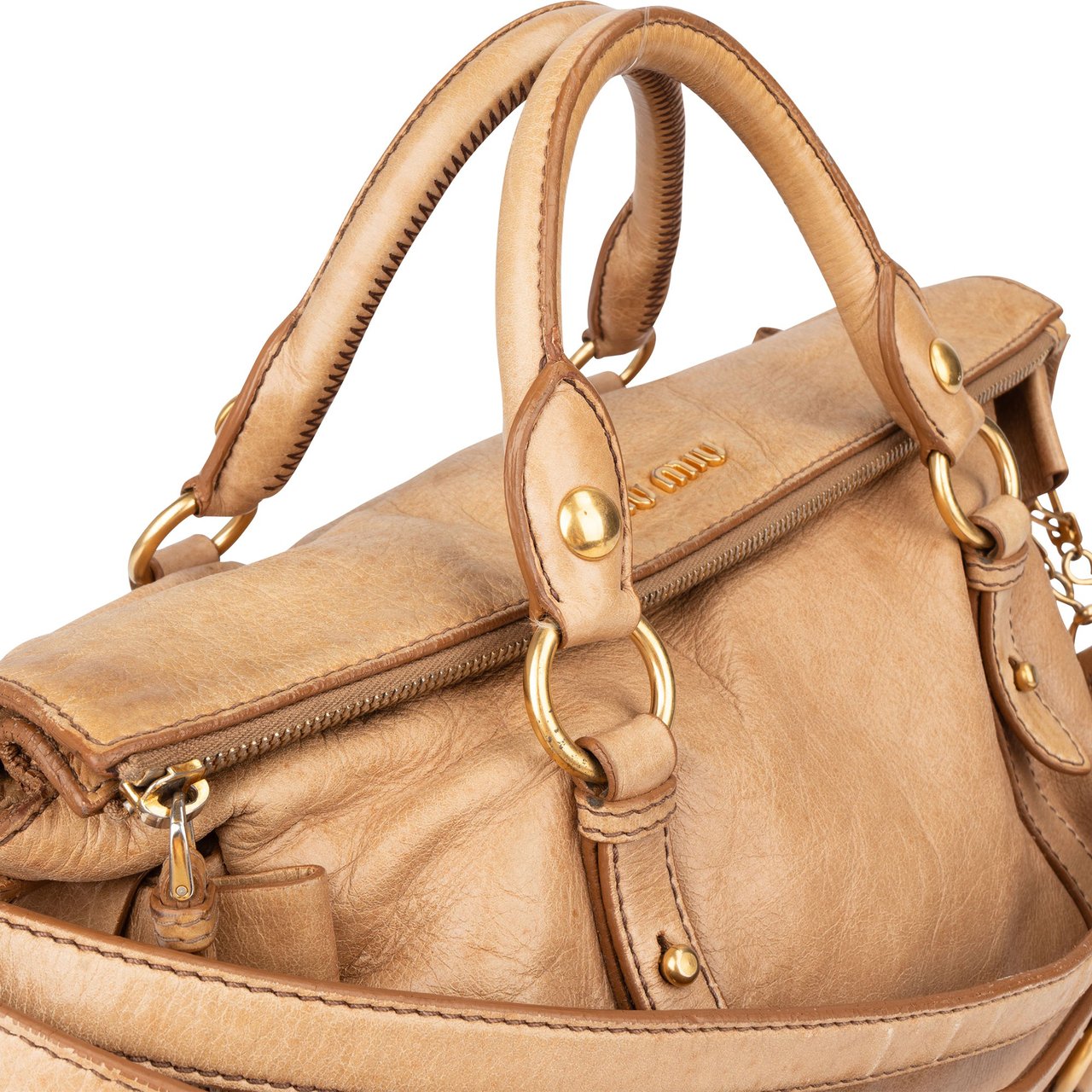 Miu Miu Classic Leather City Handbag Beige