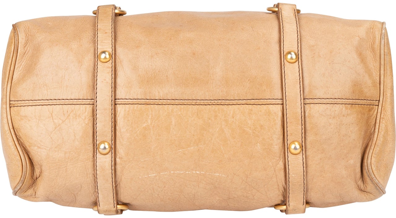 Miu Miu Classic Leather City Handbag Beige