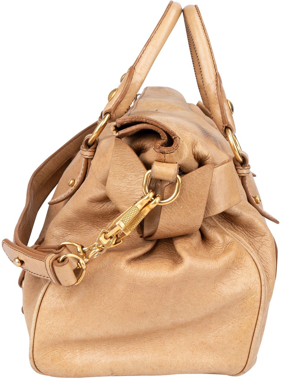 Miu Miu Classic Leather City Handbag Beige