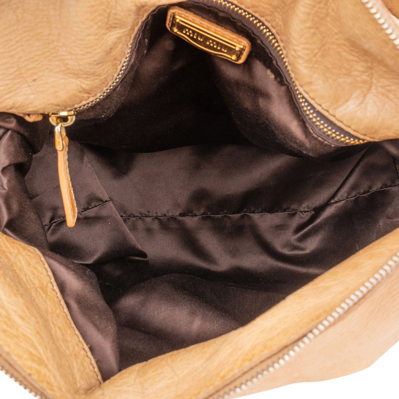 Miu Miu Classic Leather City Handbag Beige