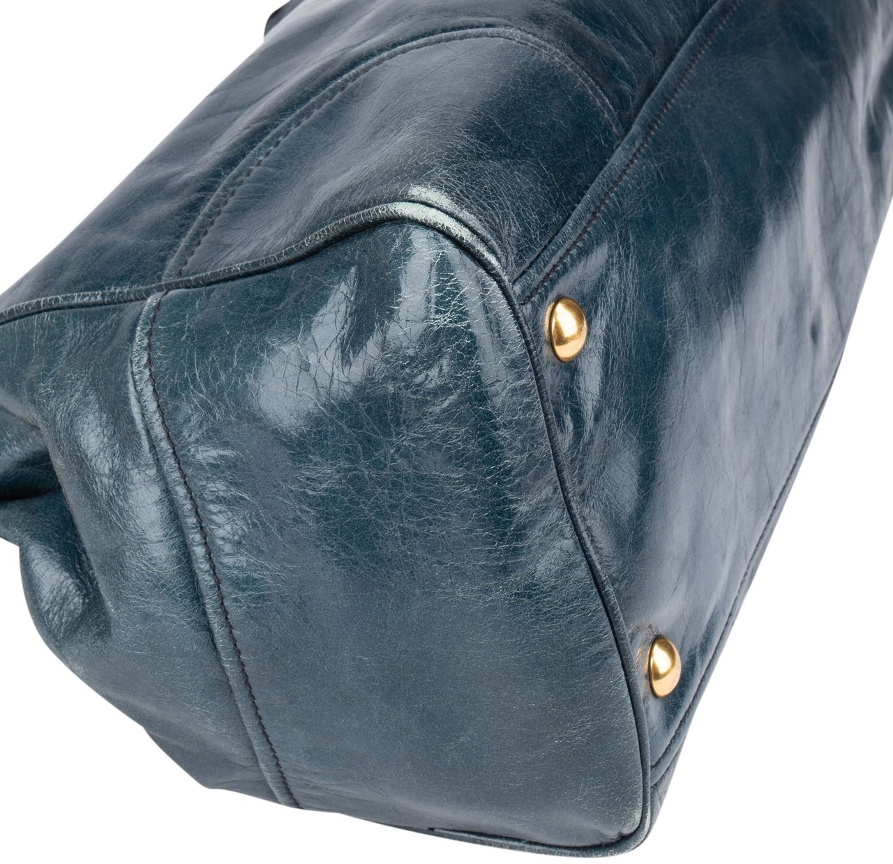 Miu Miu Miu Miu Blue Leather City Handbag Blauw