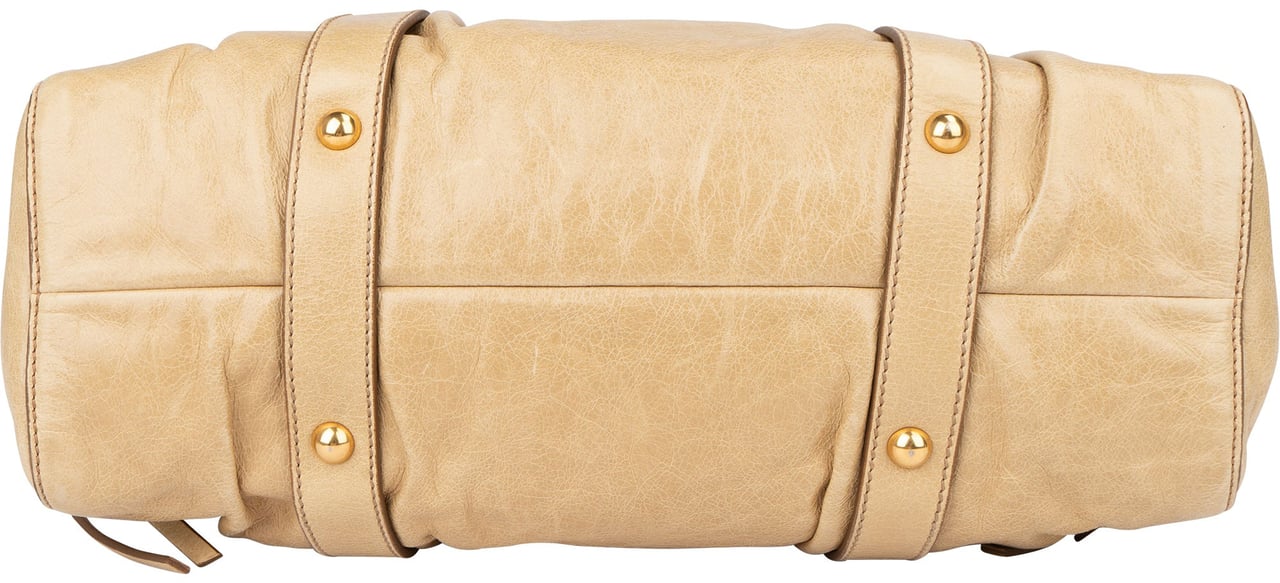 Miu Miu Miu Miu Classic Leather City Handbag Beige