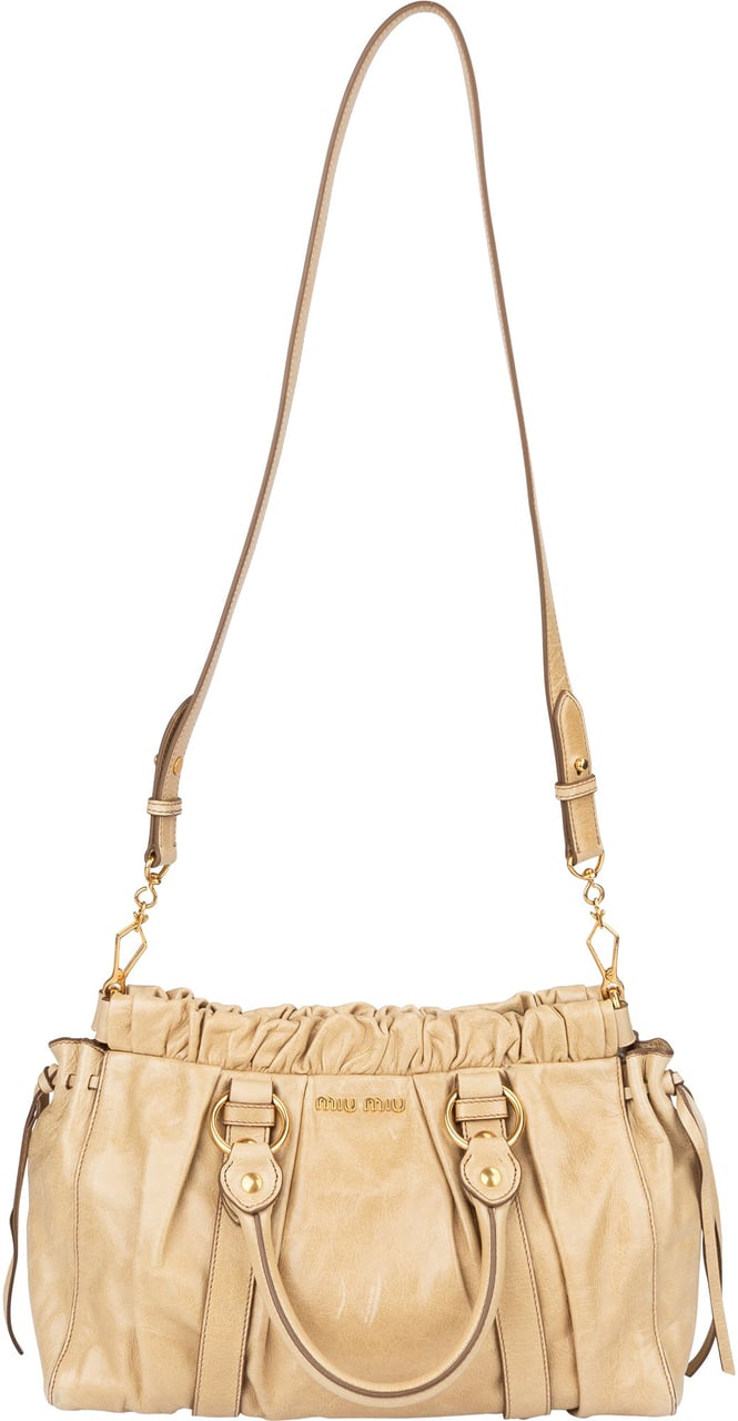 Miu Miu Miu Miu Classic Leather City Handbag Beige