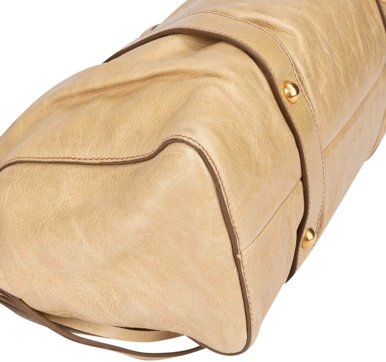 Miu Miu Miu Miu Classic Leather City Handbag Beige