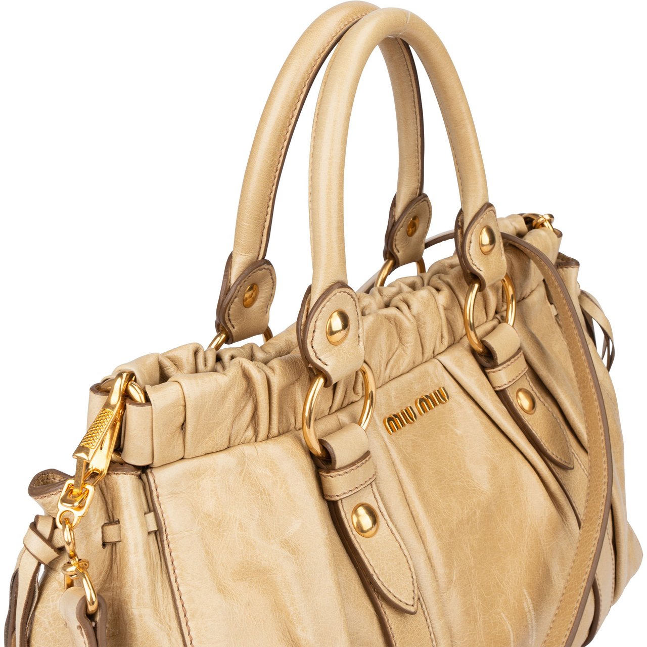 Miu Miu Miu Miu Classic Leather City Handbag Beige