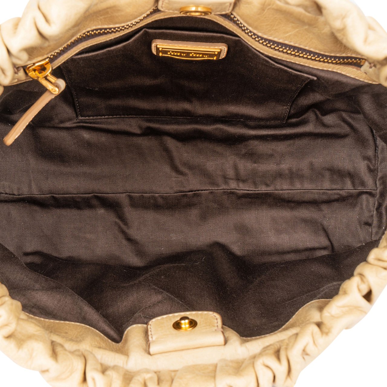 Miu Miu Miu Miu Classic Leather City Handbag Beige