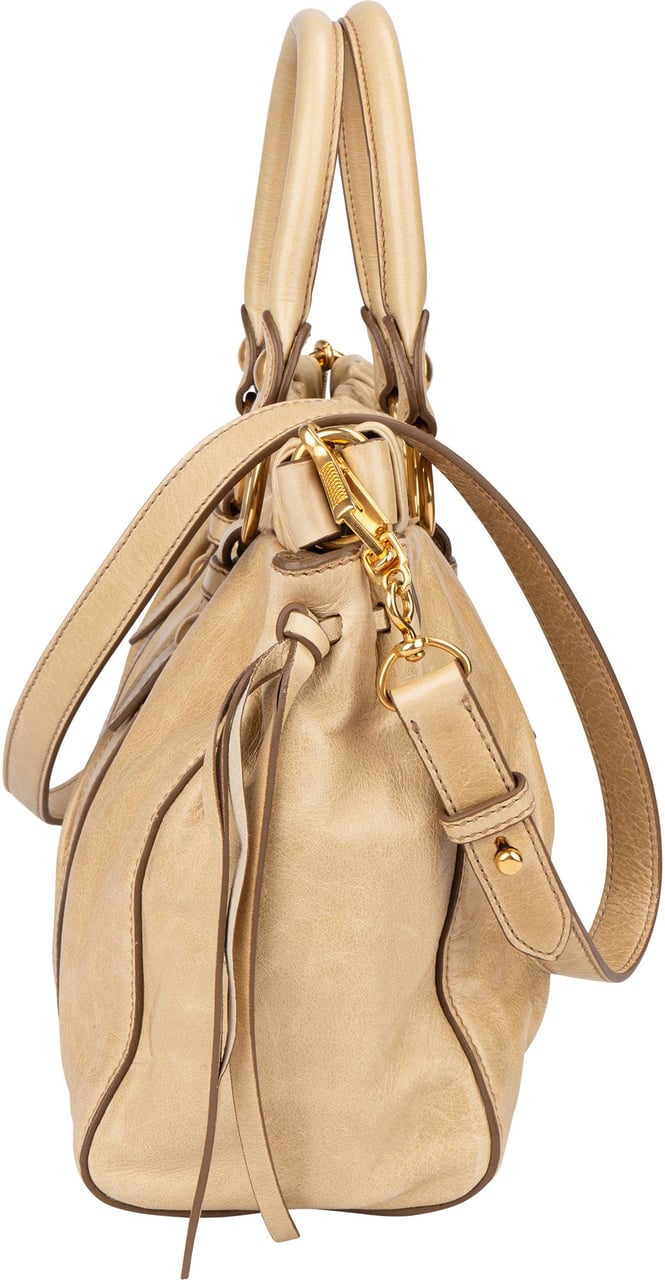 Miu Miu Miu Miu Classic Leather City Handbag Beige