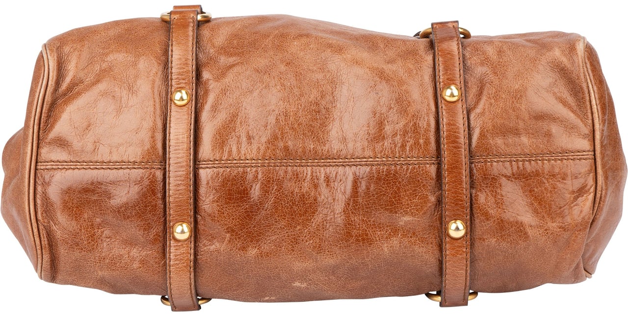 Miu Miu Miu Miu Brown Leather City Handbag Bruin