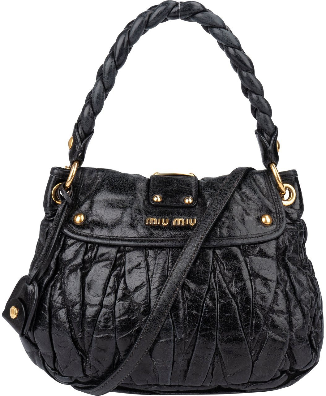 Miu Miu Miu Miu Quilted Leather City Handbag Zwart