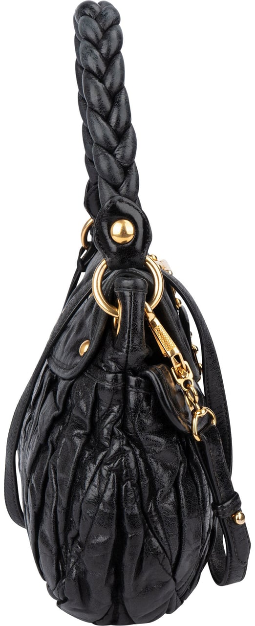 Miu Miu Miu Miu Quilted Leather City Handbag Zwart