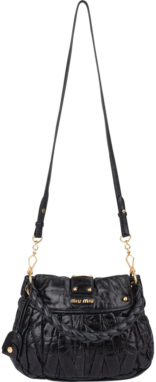 Miu Miu Miu Miu Quilted Leather City Handbag Zwart