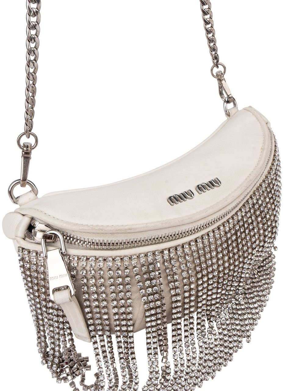 Miu Miu Miu Miu Leather Crystal Fringe Crossbody Bag Wit