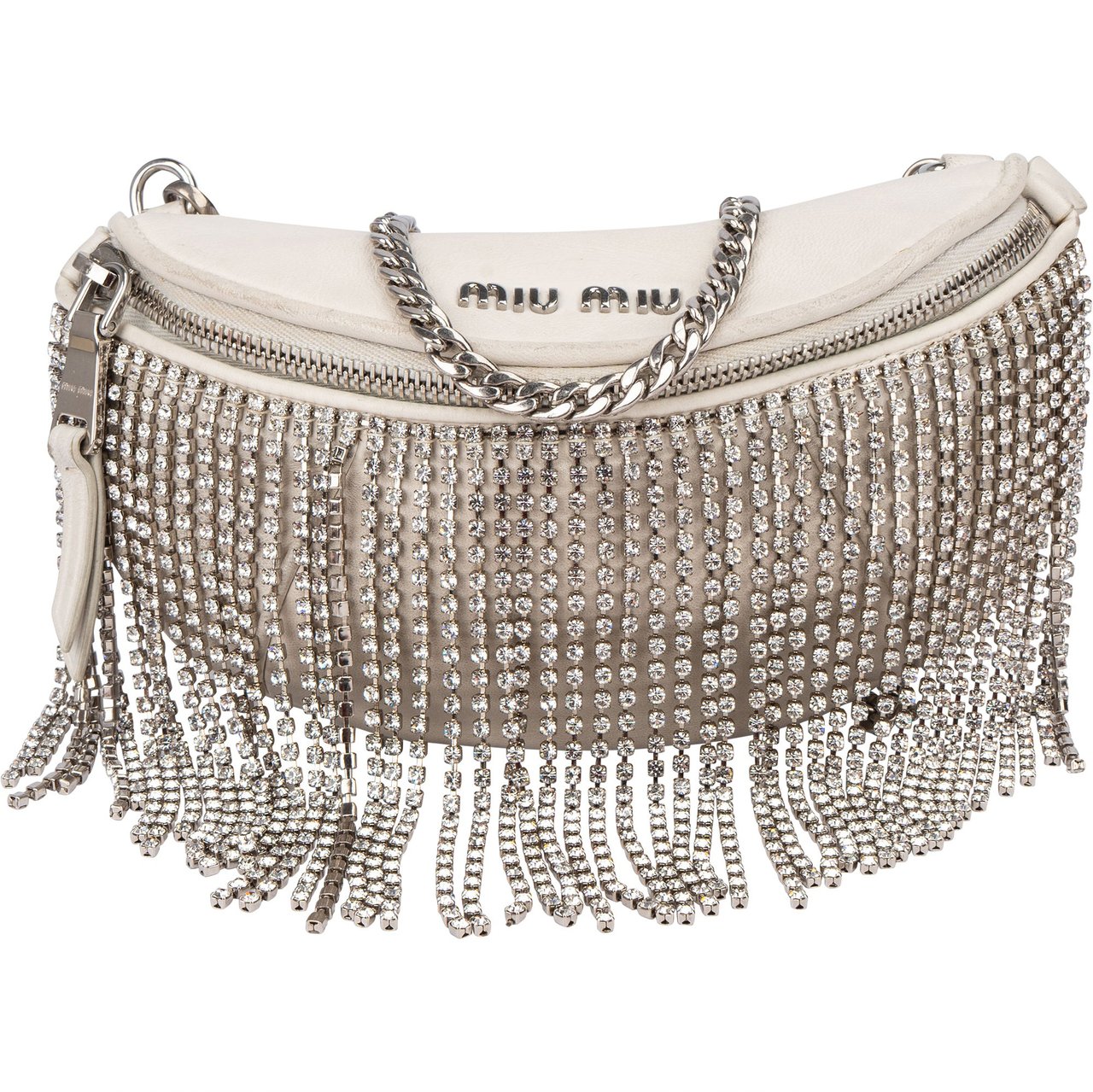 Miu Miu Miu Miu Leather Crystal Fringe Crossbody Bag Wit
