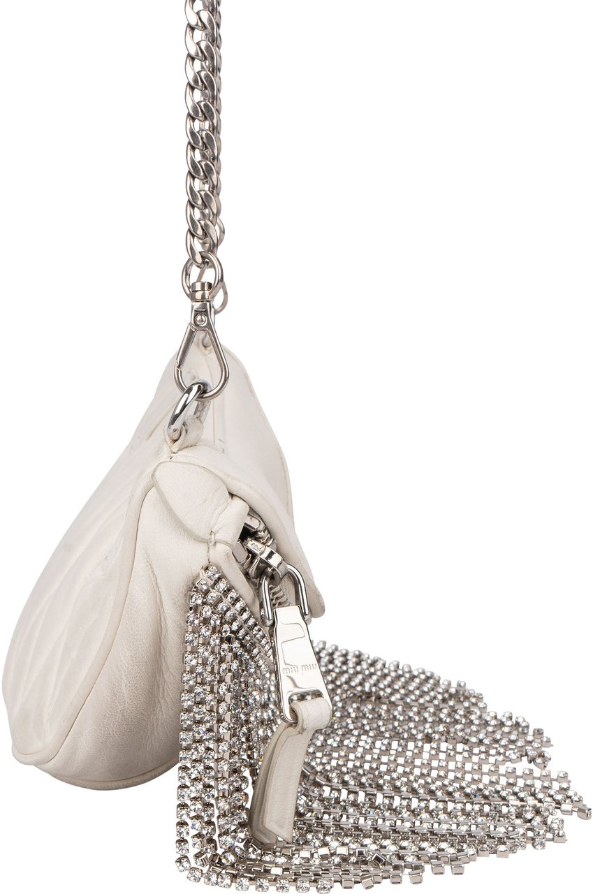Miu Miu Miu Miu Leather Crystal Fringe Crossbody Bag Wit