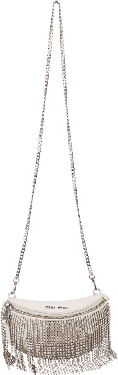 Miu Miu Miu Miu Leather Crystal Fringe Crossbody Bag Wit
