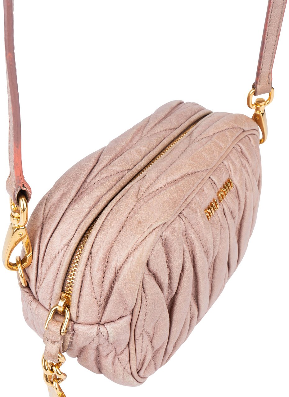 Miu Miu Miu Miu Quilted Leather Mini Crossbody Bag Roze