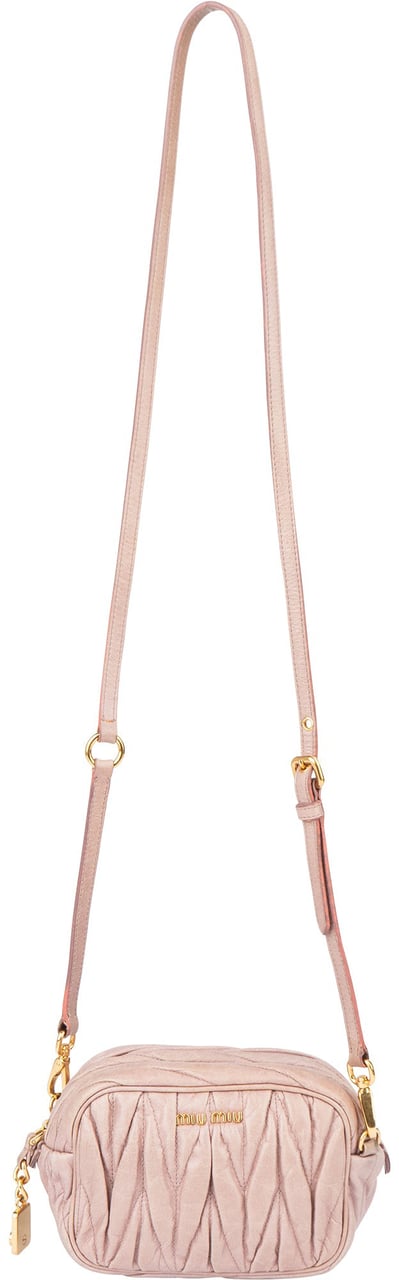 Miu Miu Miu Miu Quilted Leather Mini Crossbody Bag Roze