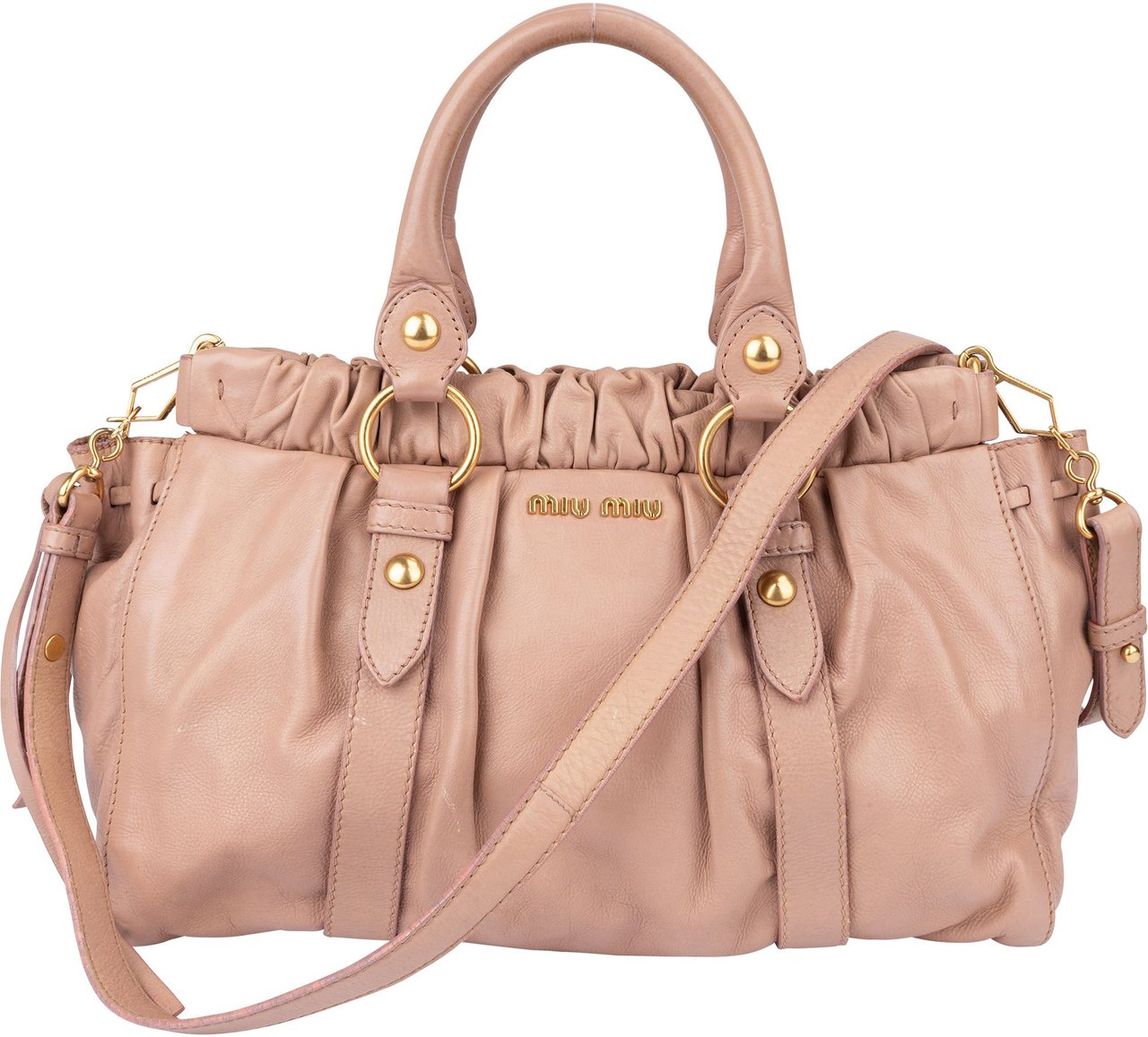 Miu Miu Miu Miu Classic Leather City Handbag Roze