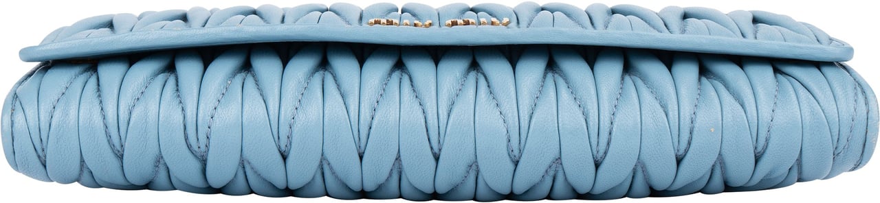 Miu Miu Miu Miu Blue Quilted Leather Wallet On Chain Crossbody Bag Blauw