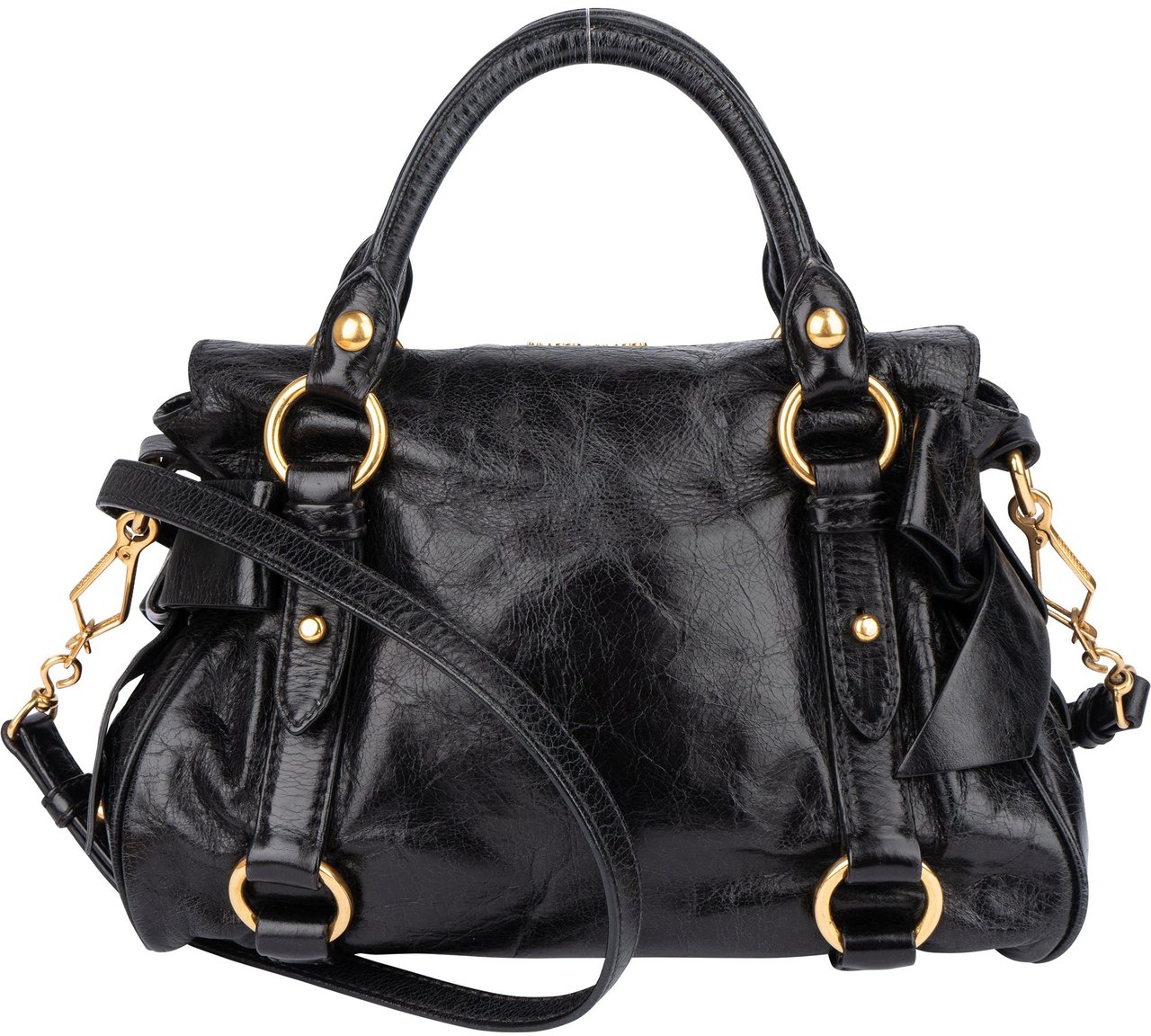 Miu Miu Miu Miu Classic Leather City Handbag Zwart