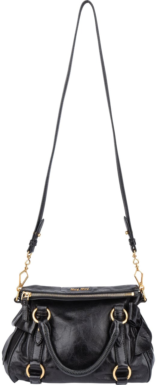 Miu Miu Miu Miu Classic Leather City Handbag Zwart